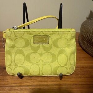 Coach Yellow Green Wristlet Clutch GUC